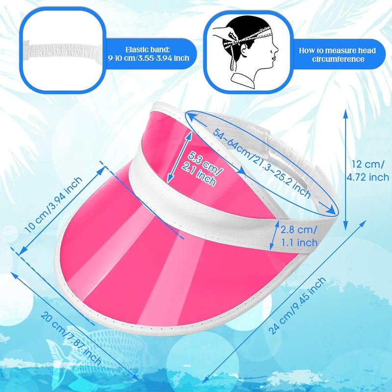 Tarpop 8 Pack Poker Visors Bulk Plastic Bingo Hat Dealer Casino Visors Clear Beach Sunhat for Women Party Outdoor - Image 2